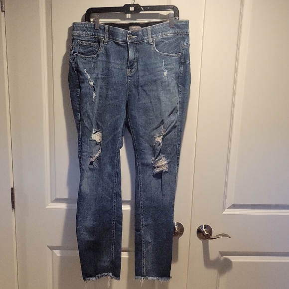 torrid Denim - Torrid Blue Straight Leg Jeans with Distressed Details